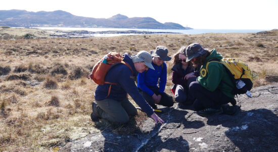 A photo of a group of scientists in the field