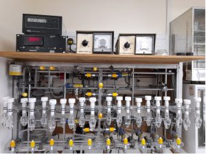 Carbonate samples under vacuum on the CO2 extraction line